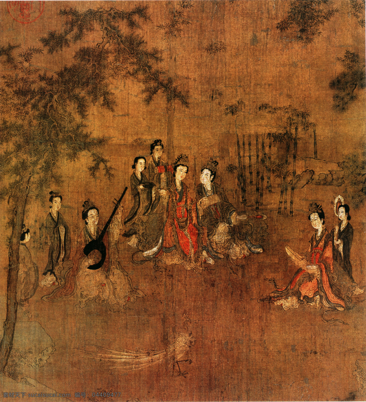 阆苑 女 仙 图 阆苑女仙图 神仙佛像 中国古画 设计素材 古典藏画 书画美术 棕色