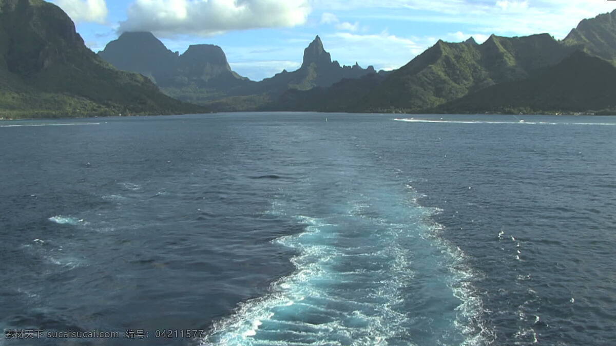 茉莉 蓝绿 尾 股票 视频 船 岛 海洋 景观 热带 山 茉莉亚岛 法属波利尼西亚 唤醒 水 其他视频