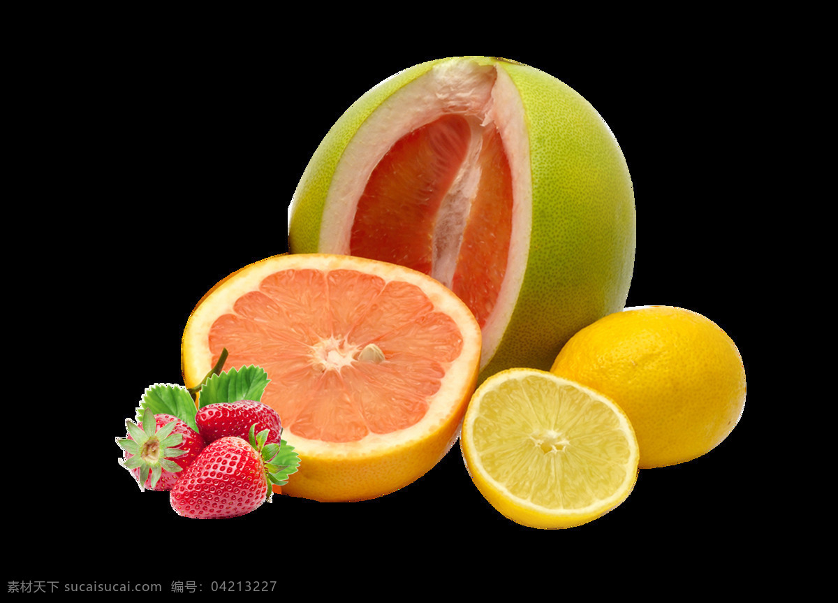 美味 新鲜 水果 元素 柚子 草莓 透明元素 png元素 免抠元素