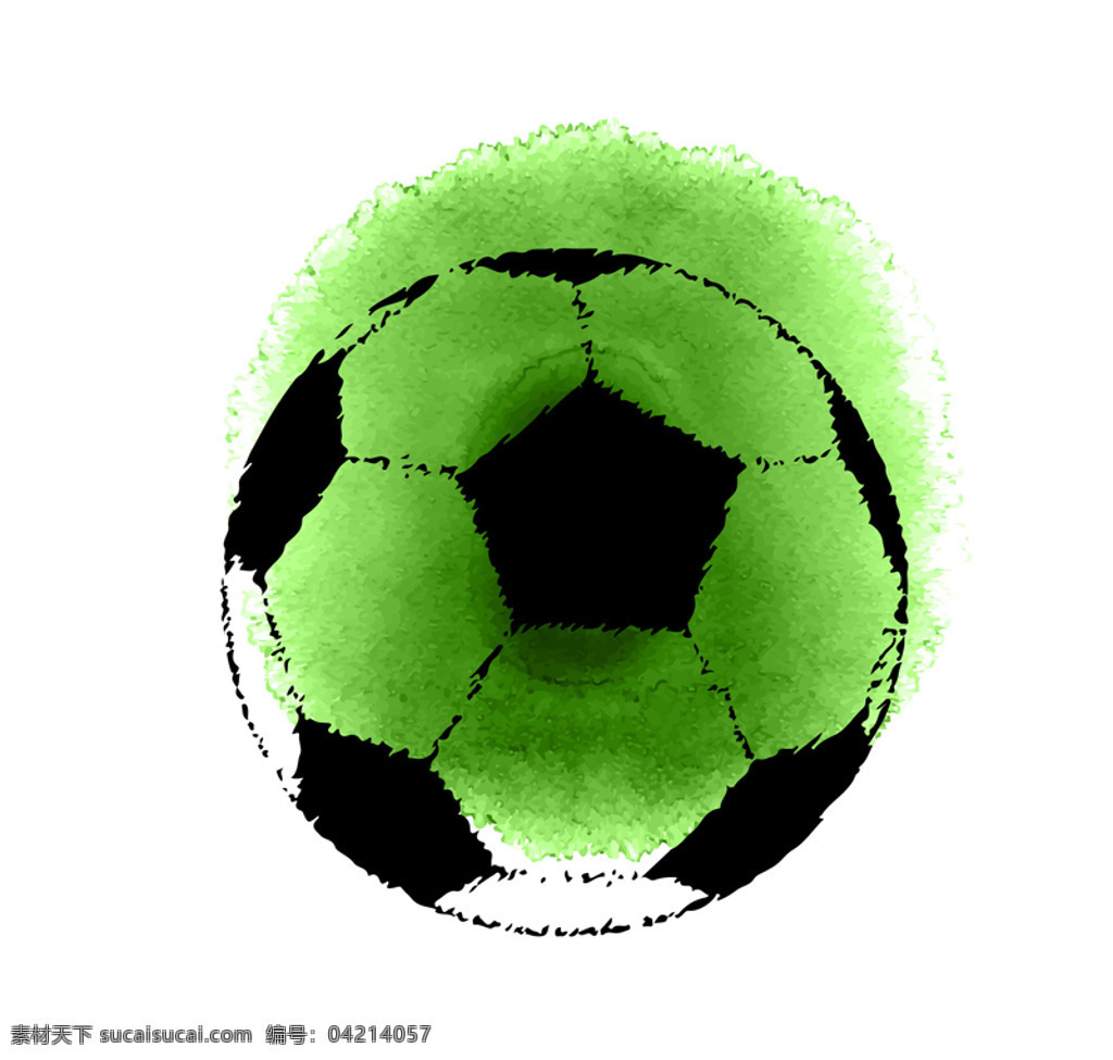 绿色 水彩 晕染 足球 矢量 运动 白色