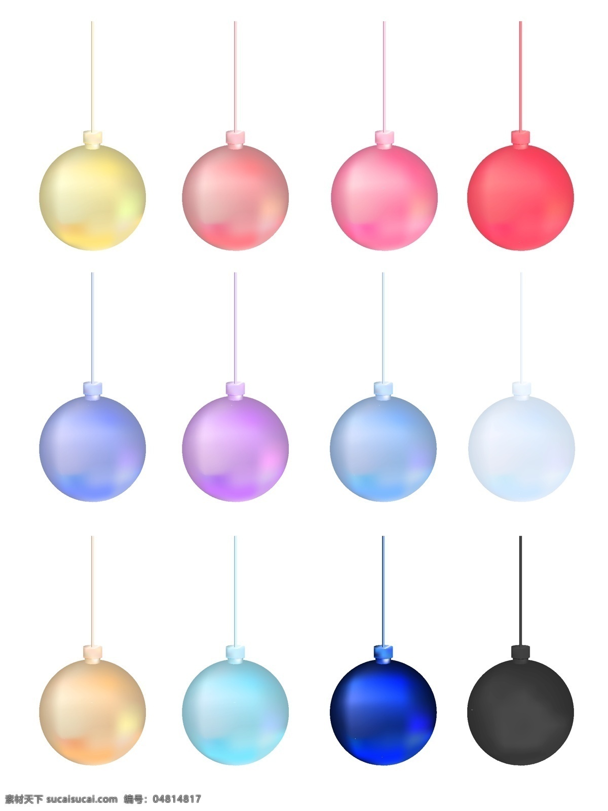 款 矢量 圣诞节 悬挂 元素 浪漫 色 氛围 装饰 球 多彩 圣诞球 挂件 装饰球
