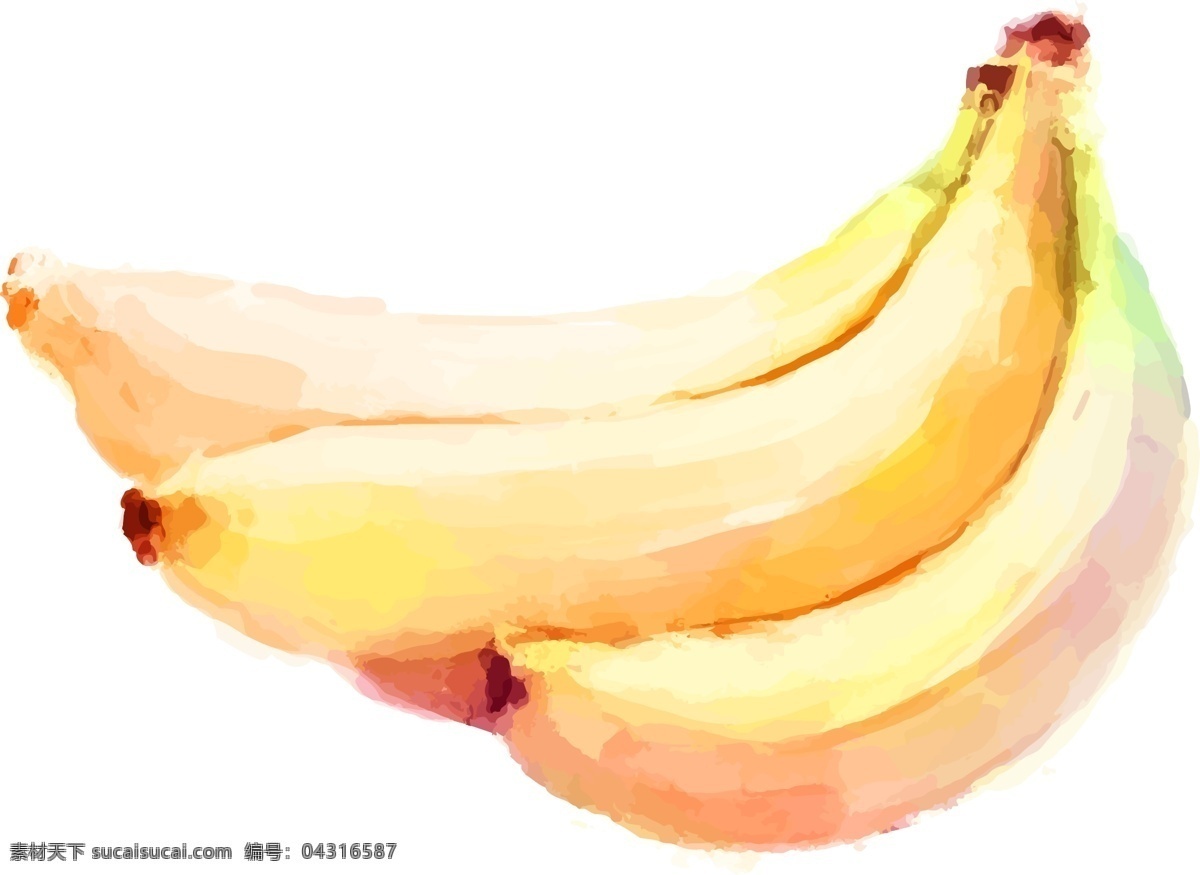 手绘 黄色 香蕉 矢量 元素 绘画 水果 卡通 透明元素 ai元素 免抠元素