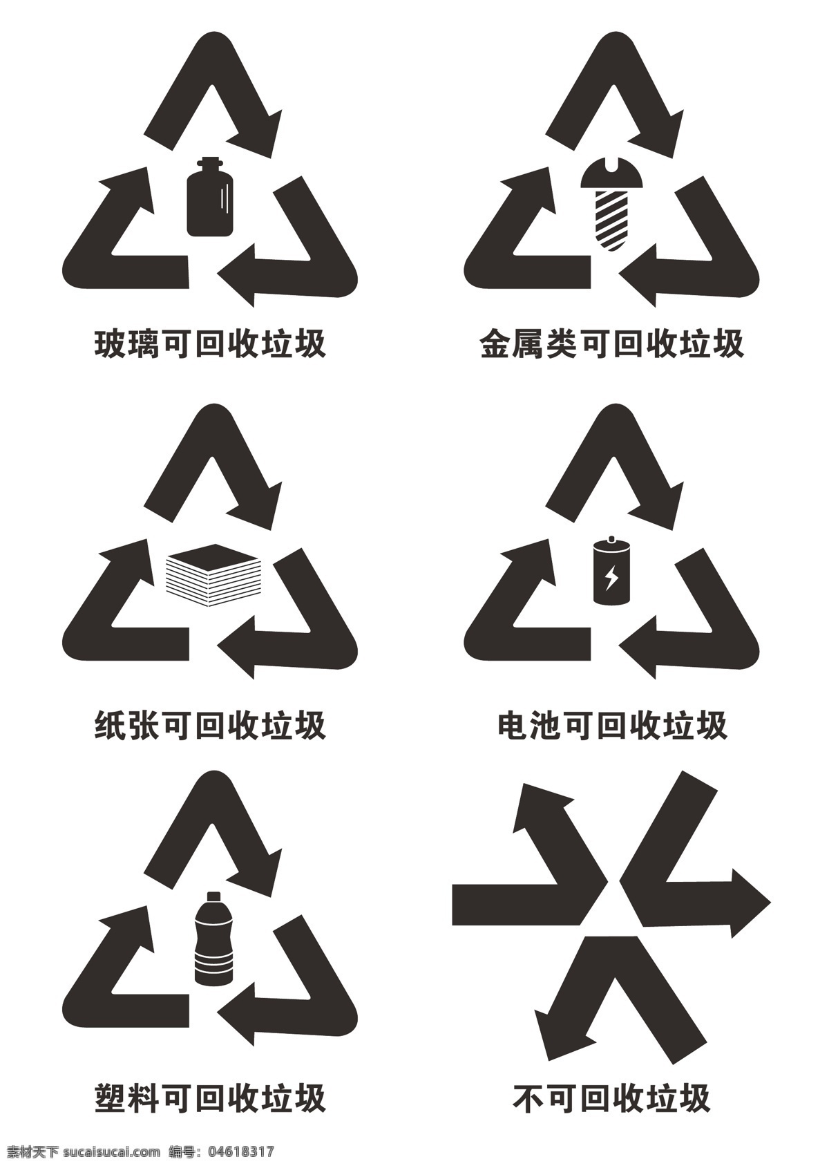 回收 垃圾 分类 标志 垃圾桶标志 可回收标志 垃圾分类标志