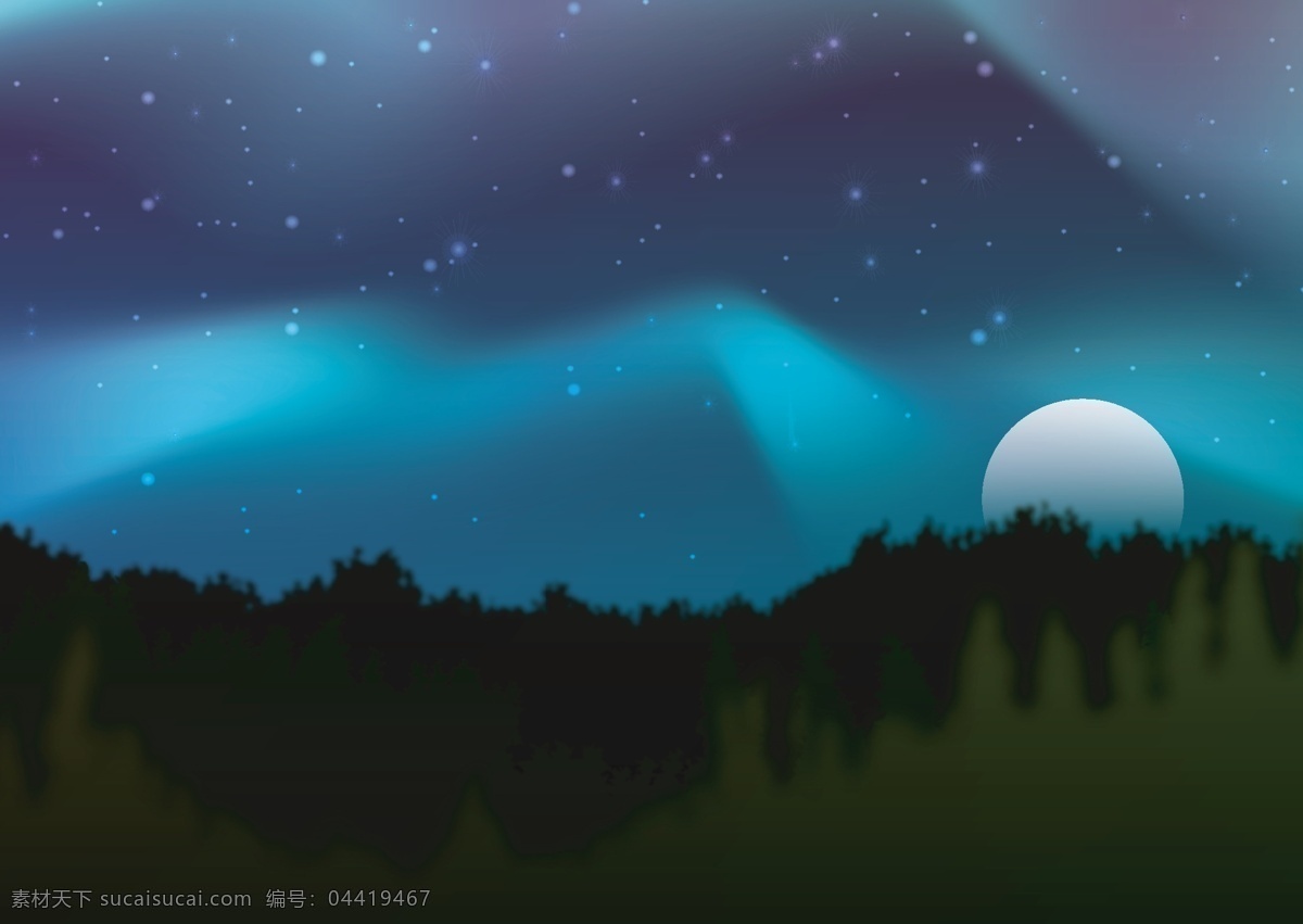 北方 灯 矢量 森林 晚上 森林景观 极光 北极光 灯光 夜空 星星 天空 太空 背景 壁纸 阿拉斯加 晚上的时间 午夜