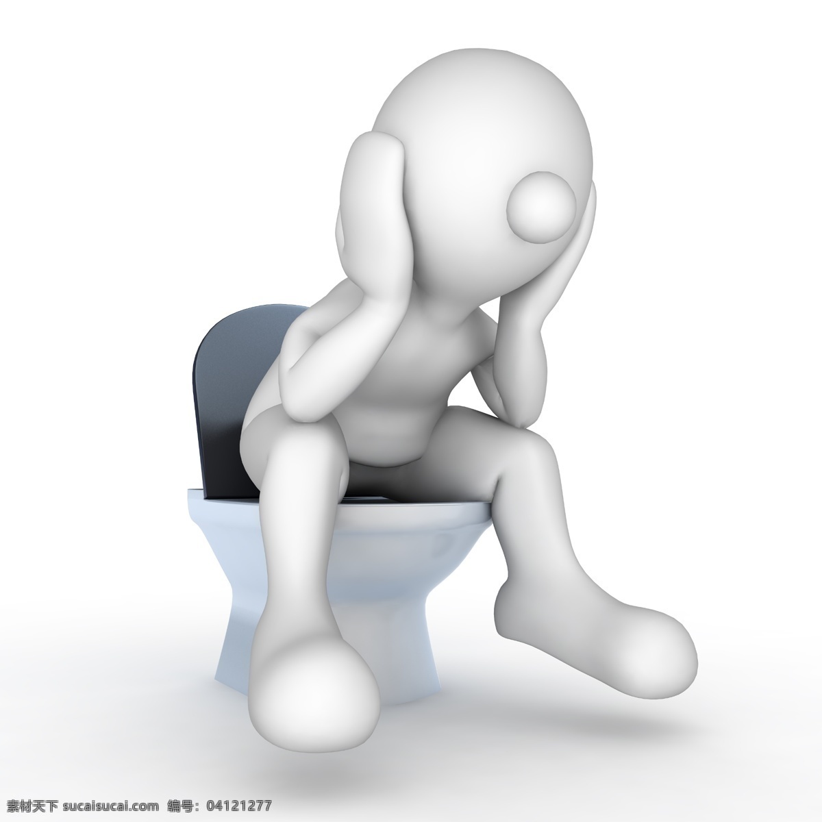 坐马桶 上厕所 马桶 3d小人 白色小人 3d人物 3d设计