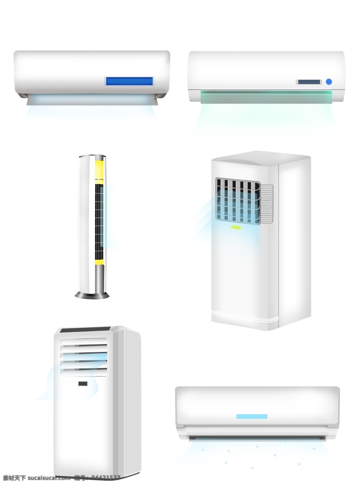 夏季 元素 空调制冷 纳凉 用品 免 抠 夏季元素 立夏 制冷 空调 冷柜 手绘