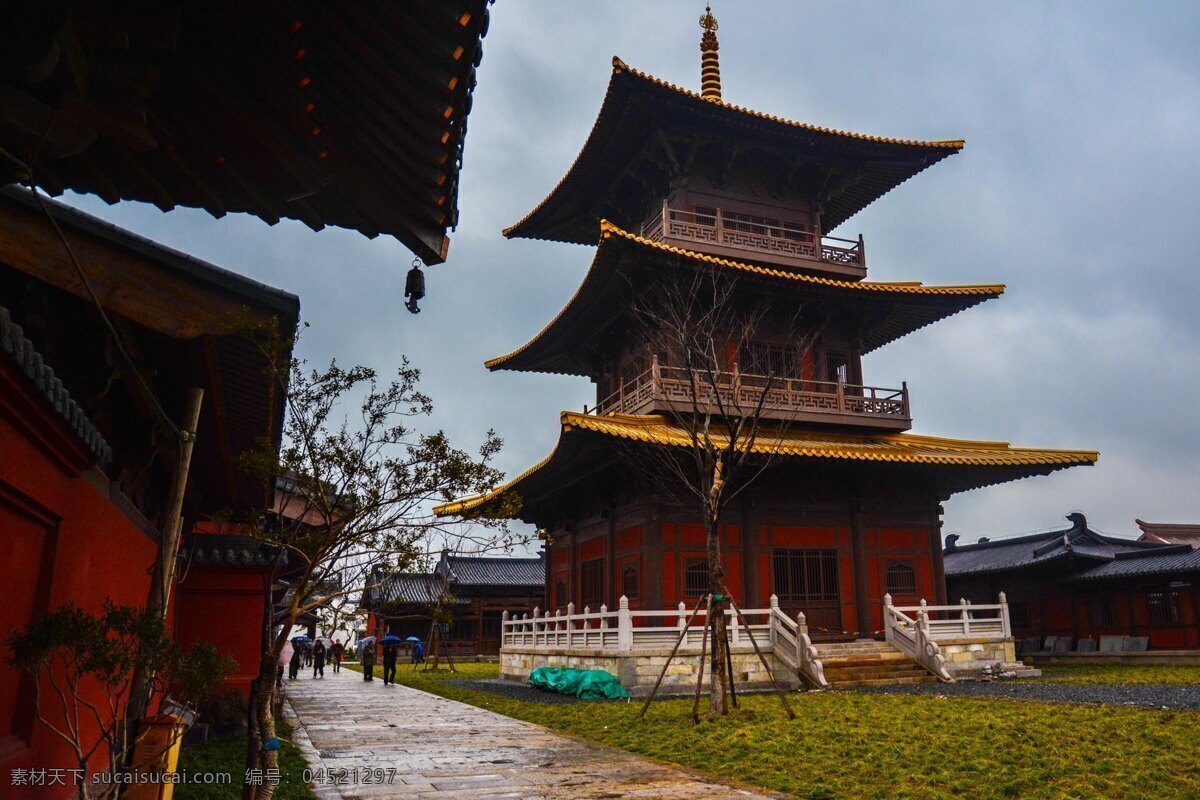 雨中的宝塔 上海 松江 古建筑 园林 寺庙 广富林遗迹 园林建筑 建筑园林