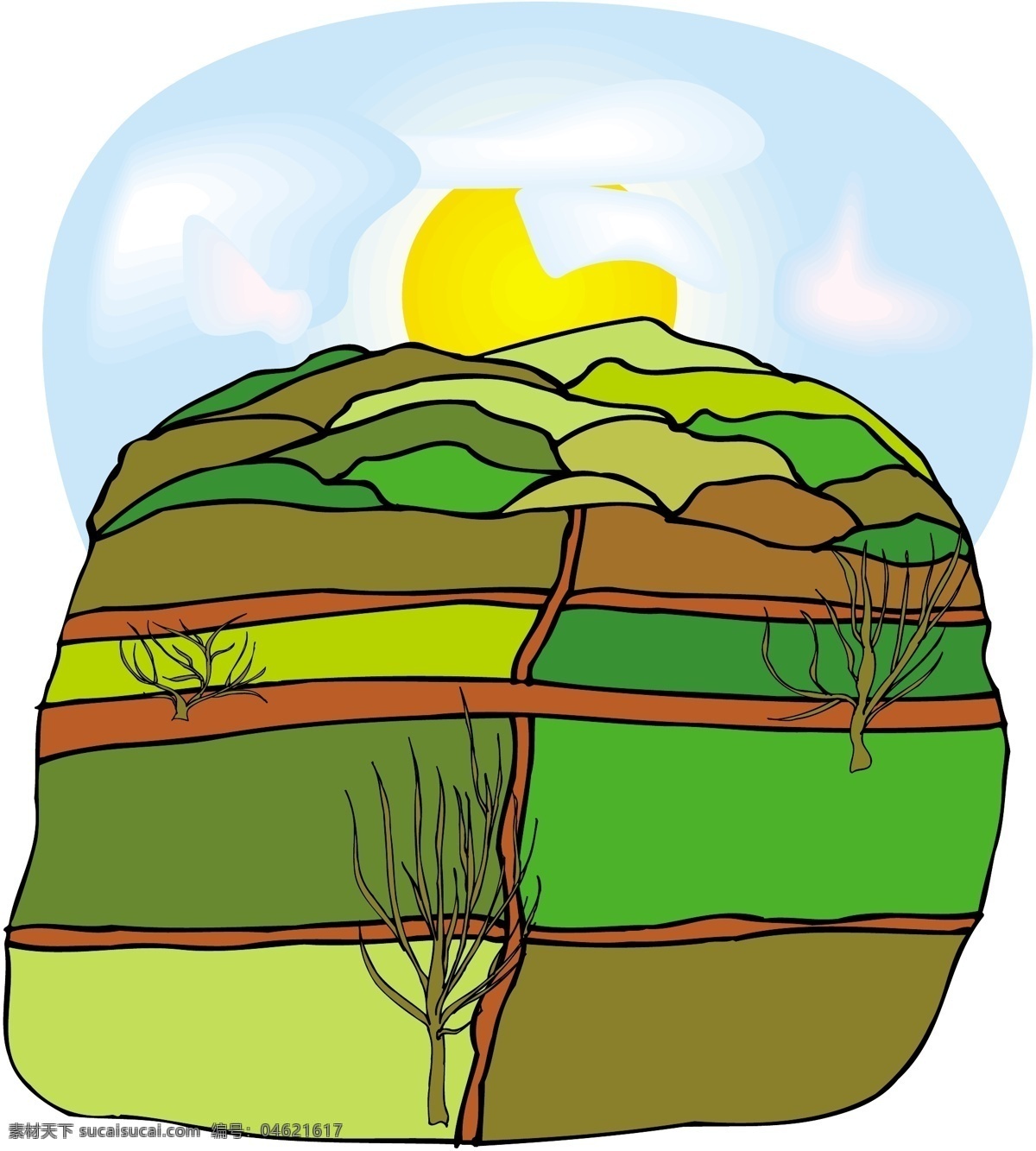 农田 风景 矢量图 其他矢量图