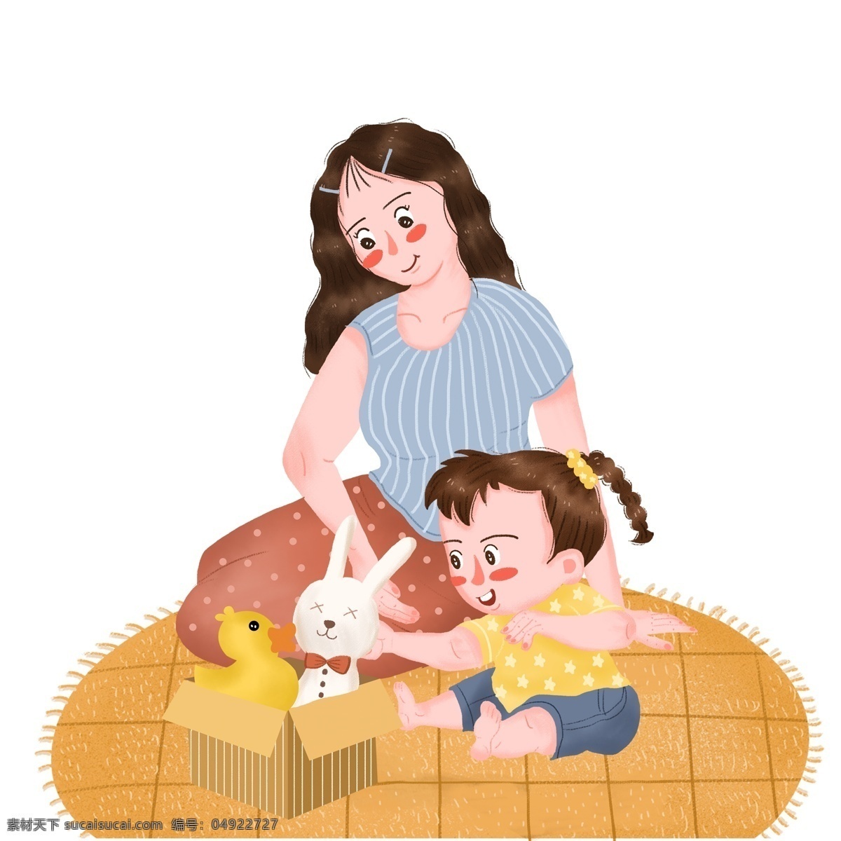 一起 做 游戏 母女 图案 元素 妈妈 妈妈和女儿 小兔子 玩具 母亲节人物 人物元素 母亲节 设计元素 手绘 手绘元素 psd元素 免抠元素