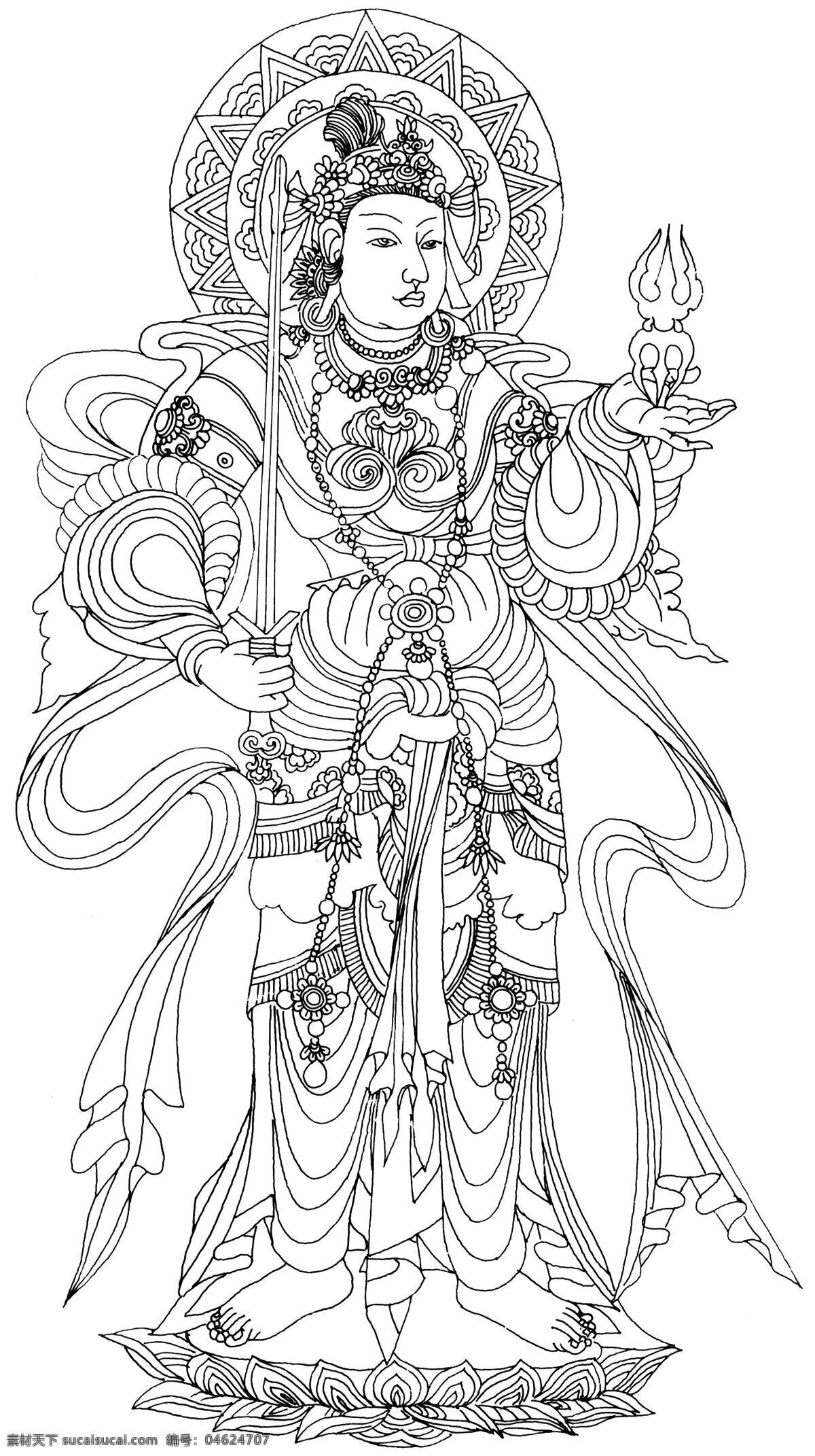 菩萨 300 白描 设计图库 文化艺术 宗教信仰 菩萨3 传统佛教素材