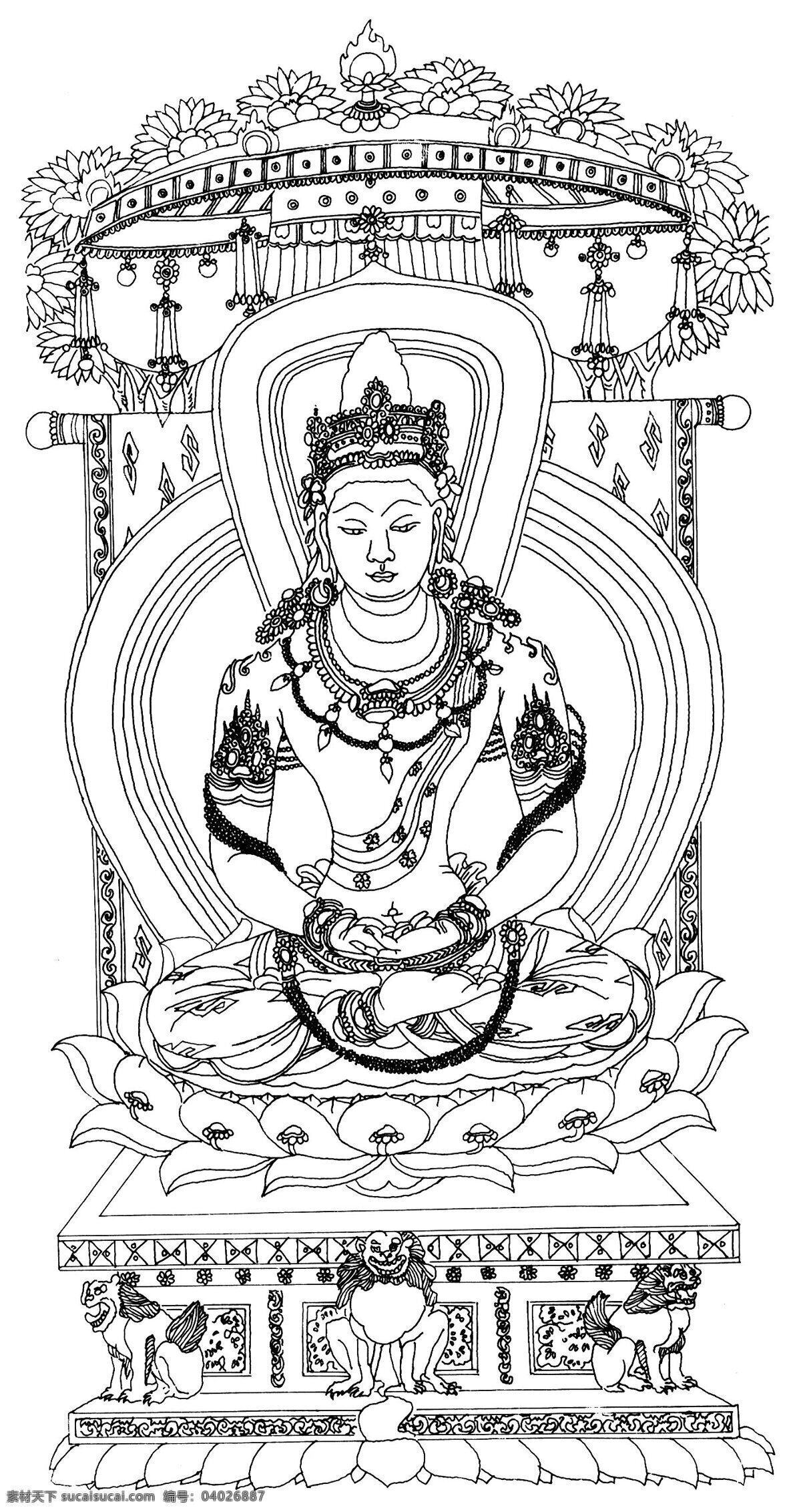 菩萨 300 白描 设计图库 文化艺术 宗教信仰 菩萨2 传统佛教素材