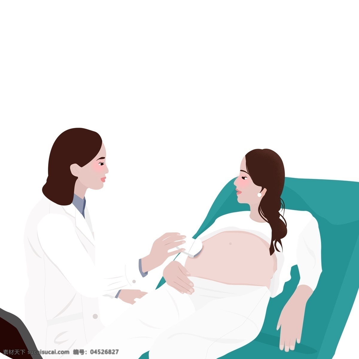 扁平 化做 产 检 孕妇 人物 扁平化 简约 卡通 创意 医疗场景 医生 孕检