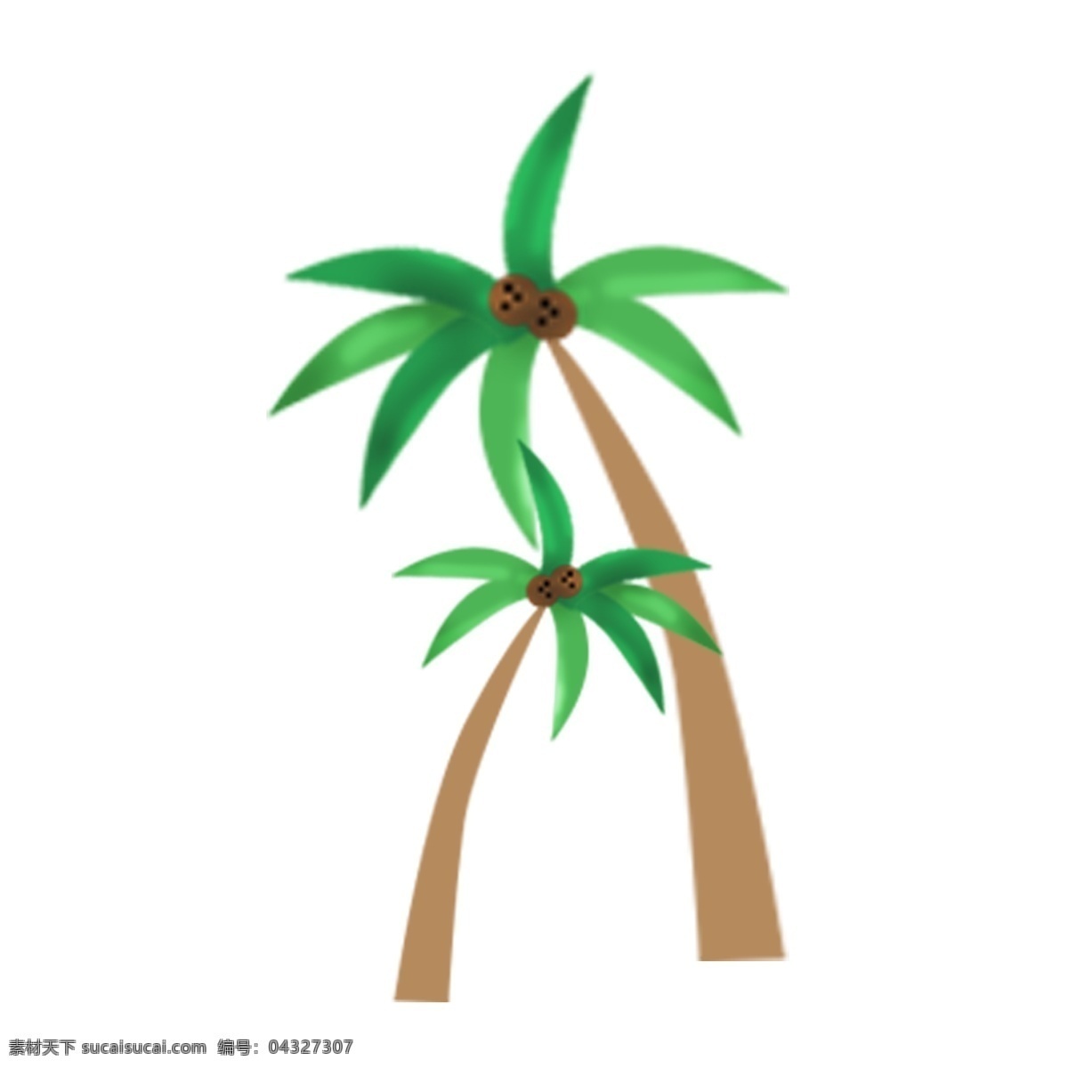 可爱 水彩 椰子树 卡通 透明 树木 小树 叶子 浪漫 唯美