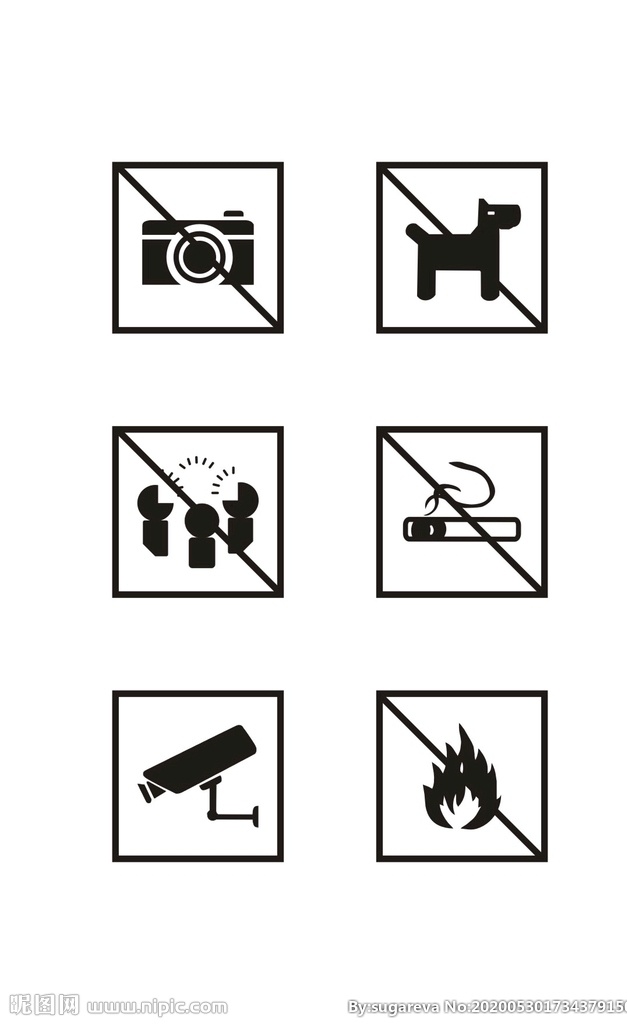 入口提示标志 提示标志 禁止拍照 禁止携带宠物 禁止喧哗 禁止吸烟 监控 禁止火种 标志图标 公共标识标志