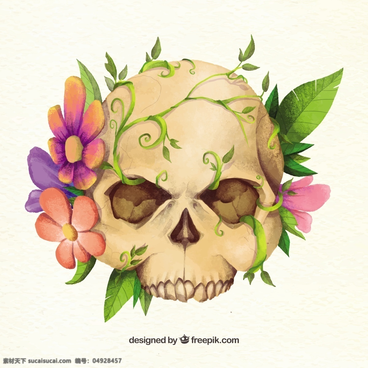 可怕的骷髅 背景 花卉 花卉背景 头骨 可爱 颜色 装饰 丰富多彩 骨骼 背景色 背景花 哥特式 漂亮 彩色 真棒