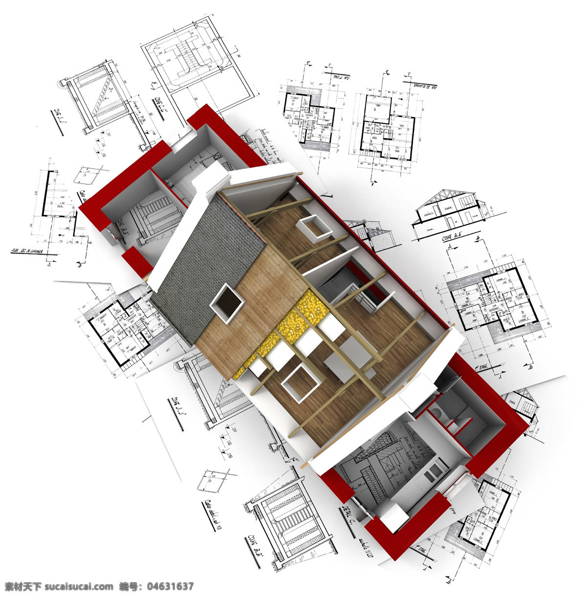 建筑 房子 3d房子 3d房子模型 cad建筑 cad图纸 建筑房子 家居装饰素材