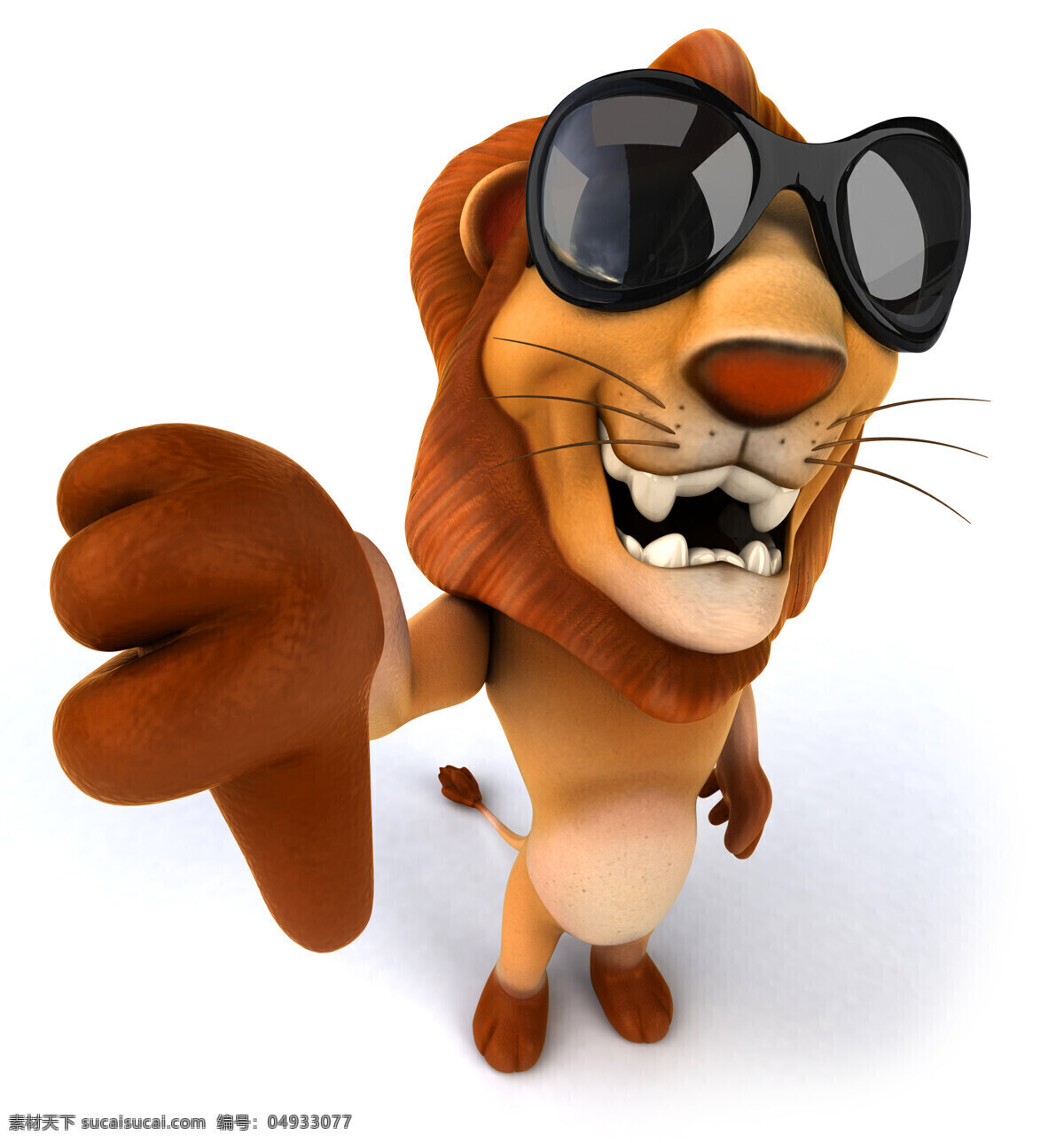 戴 墨镜 3d 卡通 狮子 的卡 通 卡通动物 3d卡通动物 3d狮子 陆地动物 生物世界 白色