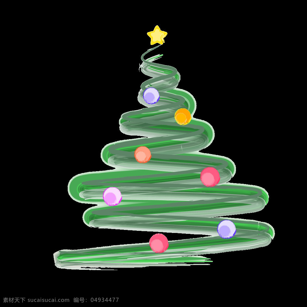 绿色 创意 线条 圣诞树 元素 装饰 节日 png元素 透明素材 免抠元素