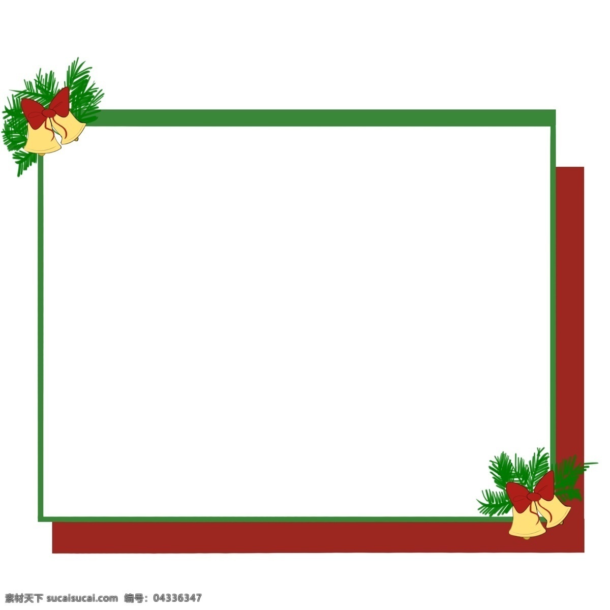 圣诞节 金色 铃铛 边框 圣诞节边框 手绘边框 唯美边框 边框插画 绿色的边框 红色的地图 金色的铃铛 红色的蝴蝶结