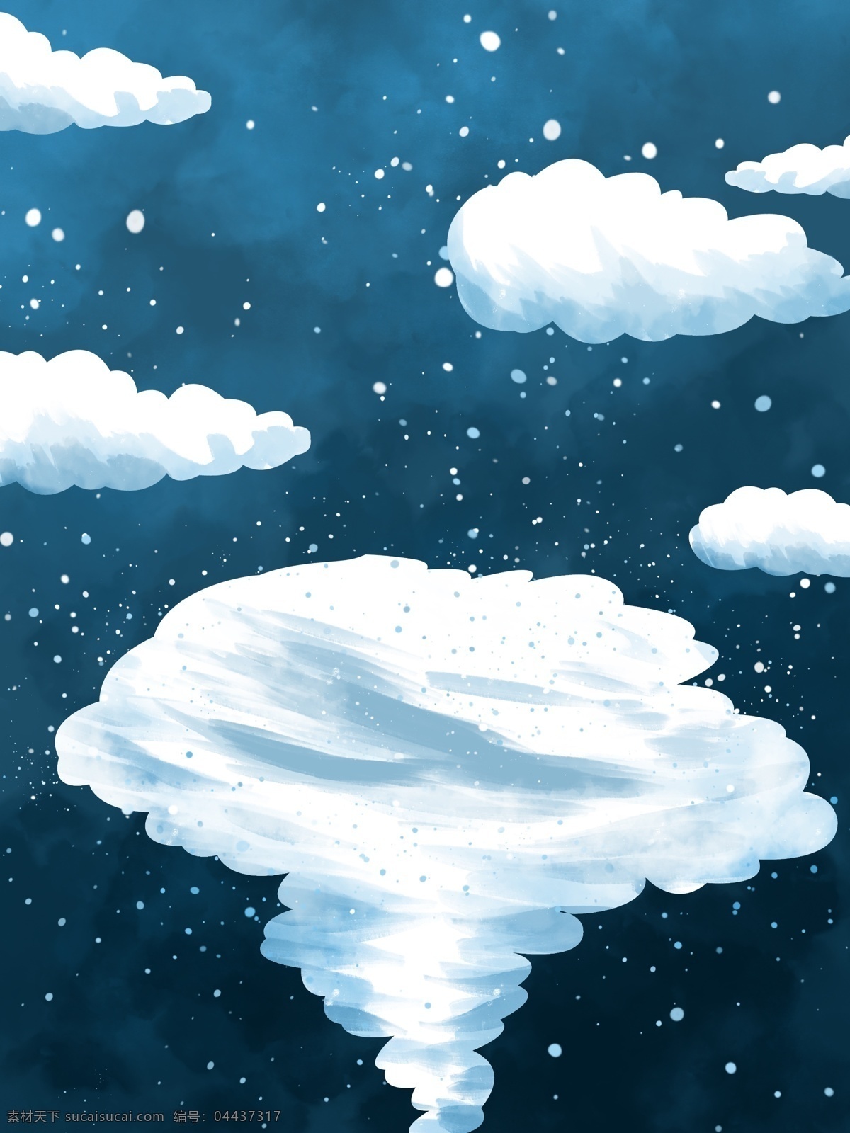 创意 手绘 白云 背景 蓝色 下雪 冬季主题 广告背景 背景设计 促销背景 背景展板图 背景图
