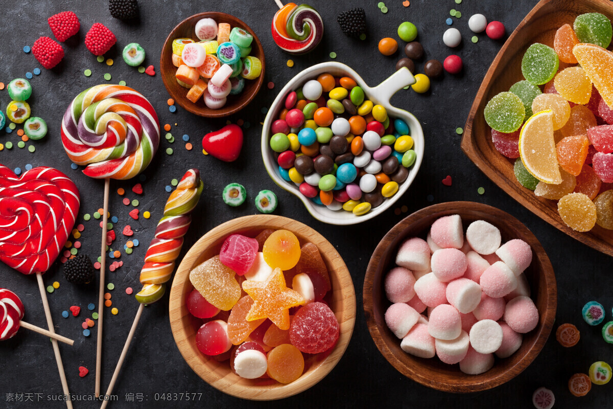 彩虹糖 棉花糖 棒棒糖 糖果 儿童糖果 甜食 彩色糖果 餐饮美食