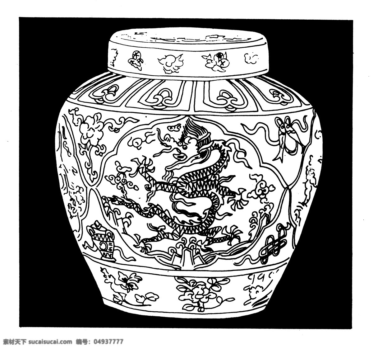 器物图案 元明时代图案 中国 传统 图案 设计素材 装饰图案 书画美术 黑色