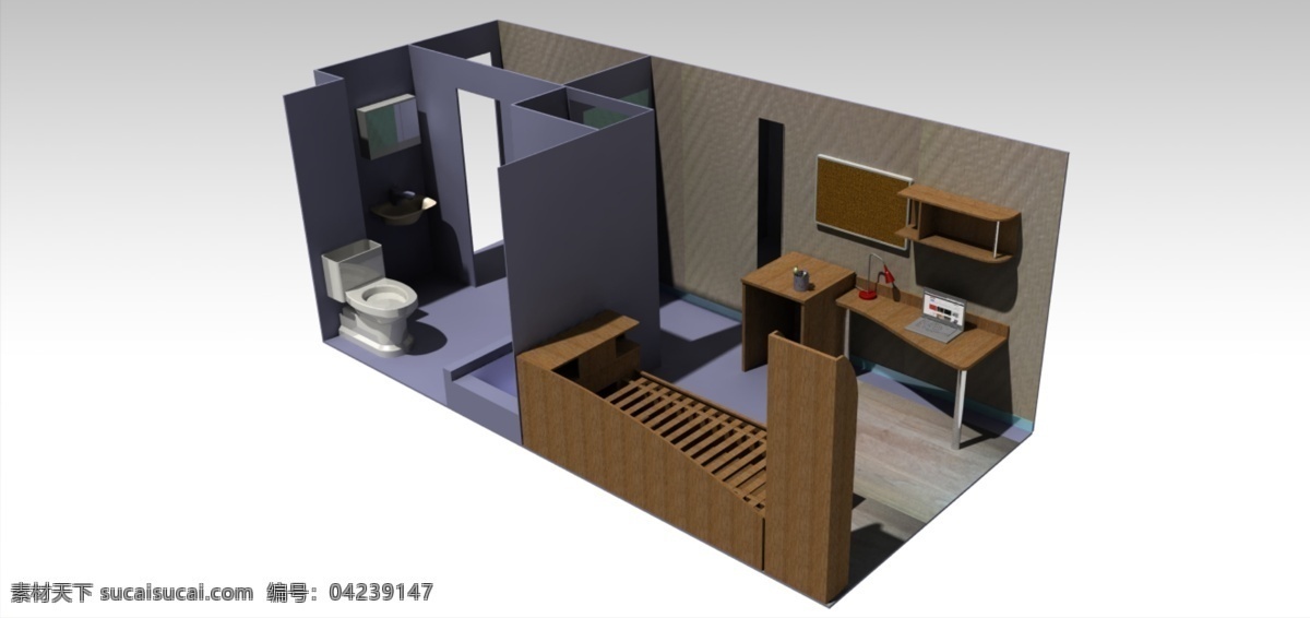 学生 房间 表 床 点燃 房子 卫生间 卧室 etudiant igs 不过 stp catia 3d模型素材 建筑模型