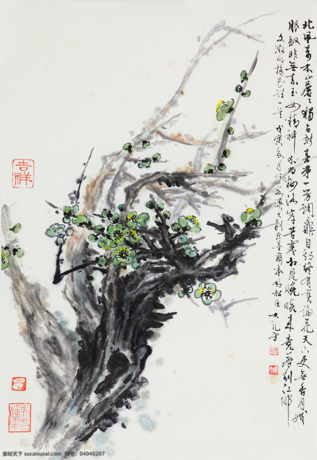 春天 信使 刺绣 梅花 室内装饰设计 中国画 写意花卉画 钱大礼作品 工艺美术 平面广告 装饰设计 文化艺术