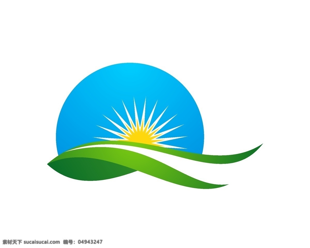 草原 太阳 logo 矢量 曲线 线条 彩色 色块 图标 图形 标志 白色
