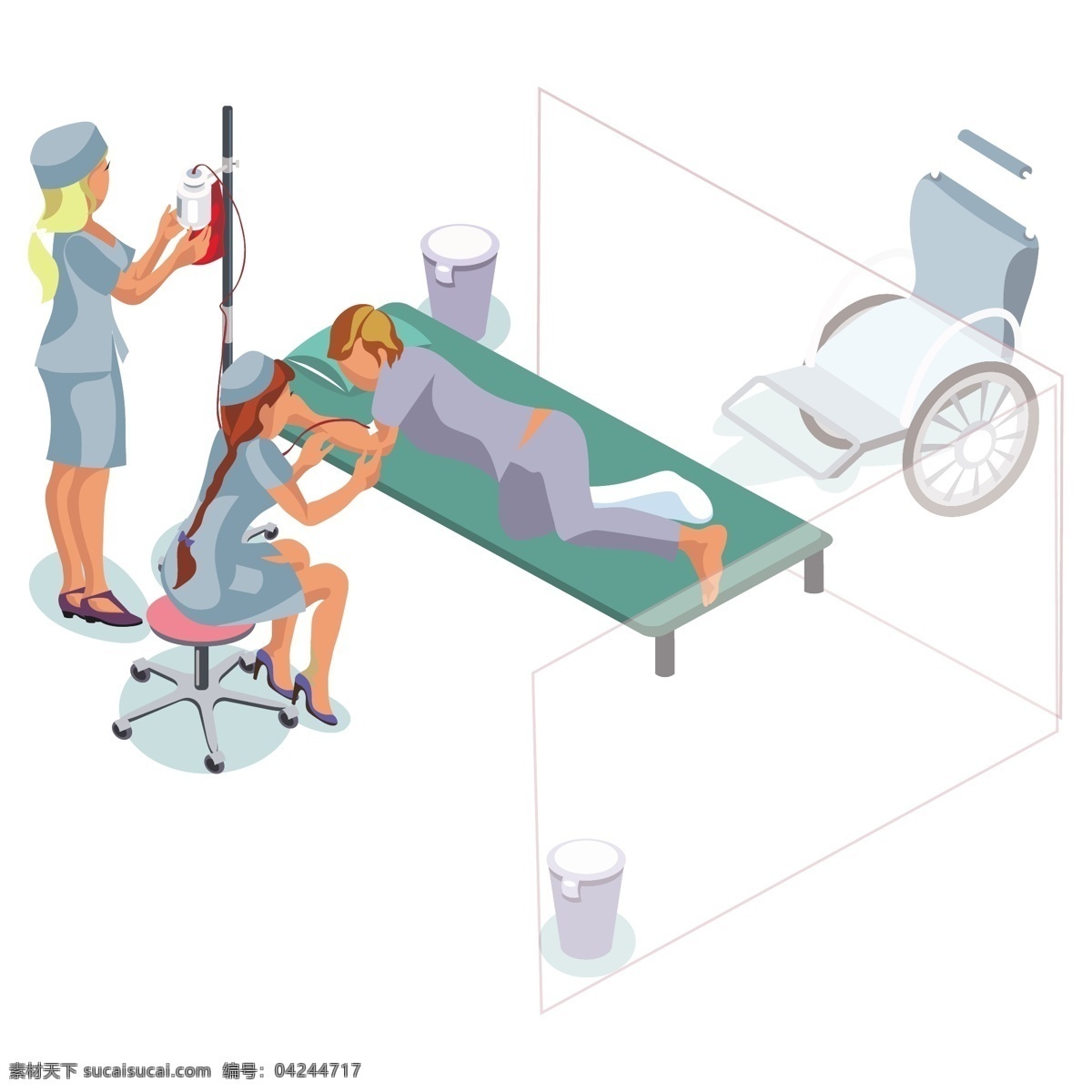 卡通 躺 病床 上 病人 矢量 躺着 躺着的病人 卡通病人 卡通医生 卡通护士 护士 医生 可爱 可爱护士 轮椅