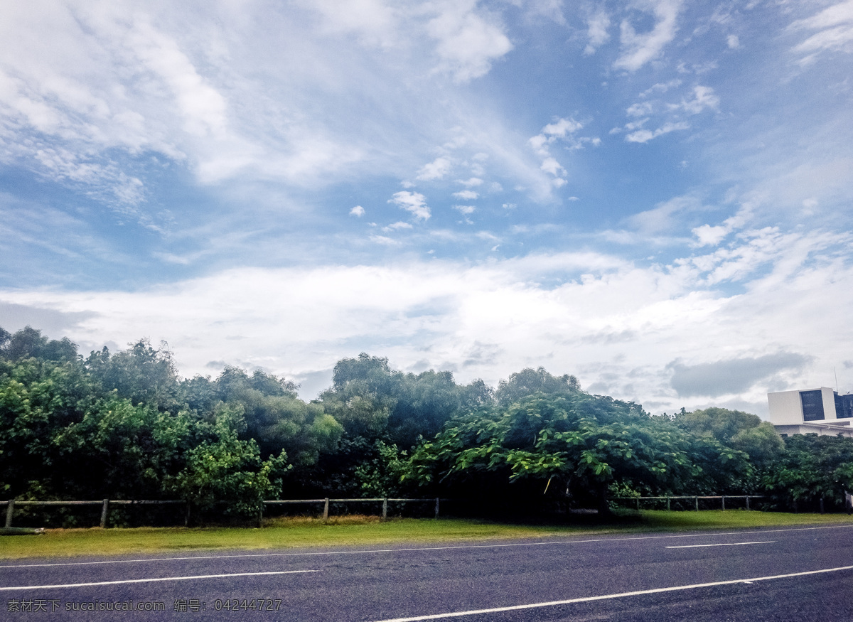 澳洲 蓝天 公路 风景摄影 风景 树木 白云 自然 千库原创