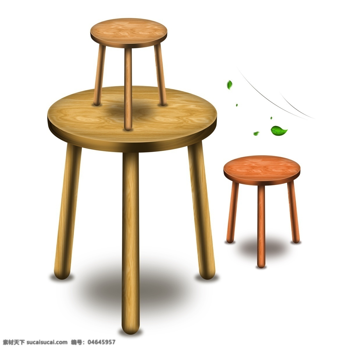 生活用品 圆形 三脚 凳子 效果 图案 木质感 坐凳子 木凳子 木质凳子 圆形凳子