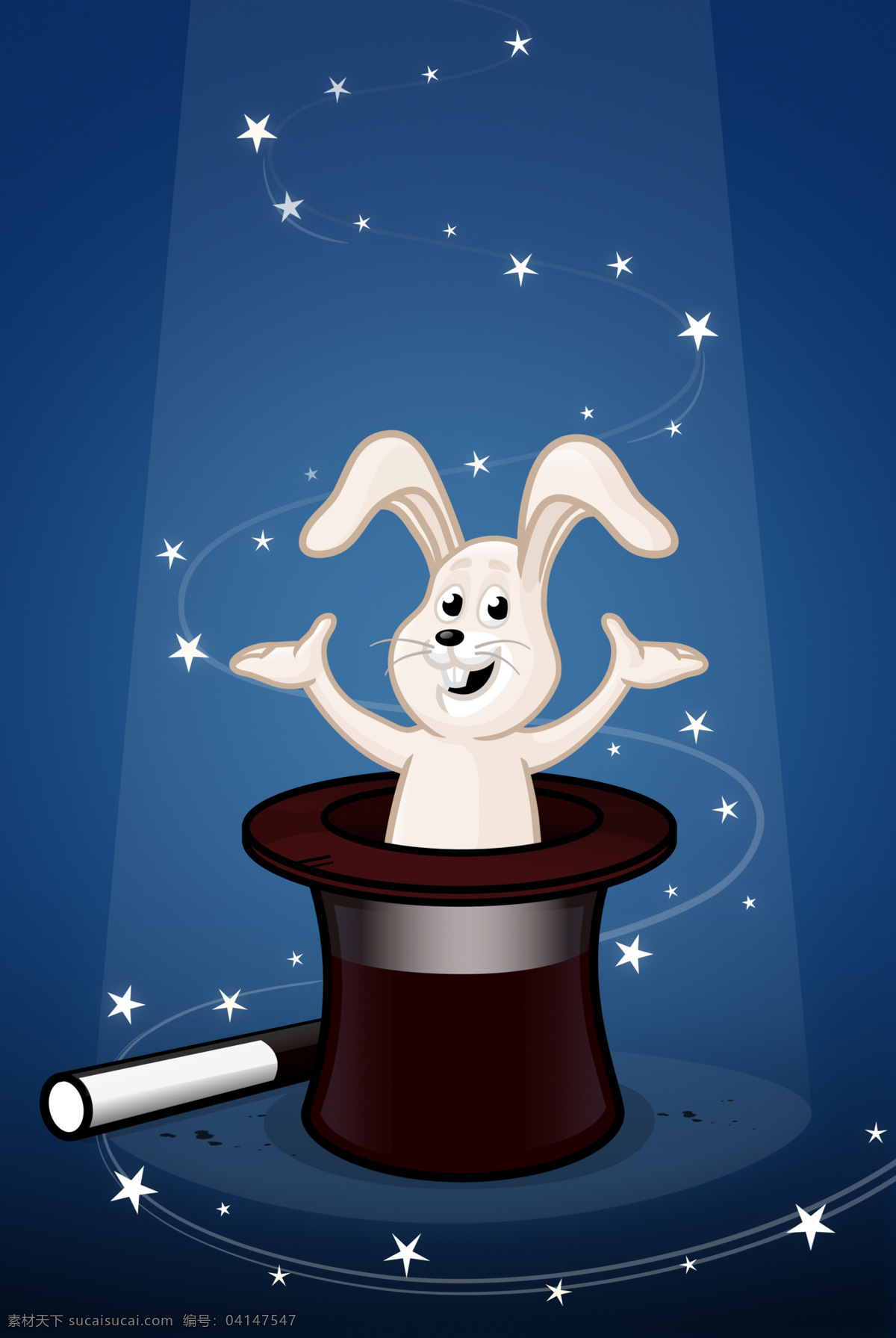 插画 动漫动画 动物 卡通 卡通兔 可爱 漫画 帽子 兔 设计素材 模板下载 小动物 兔子 魔术 插画集