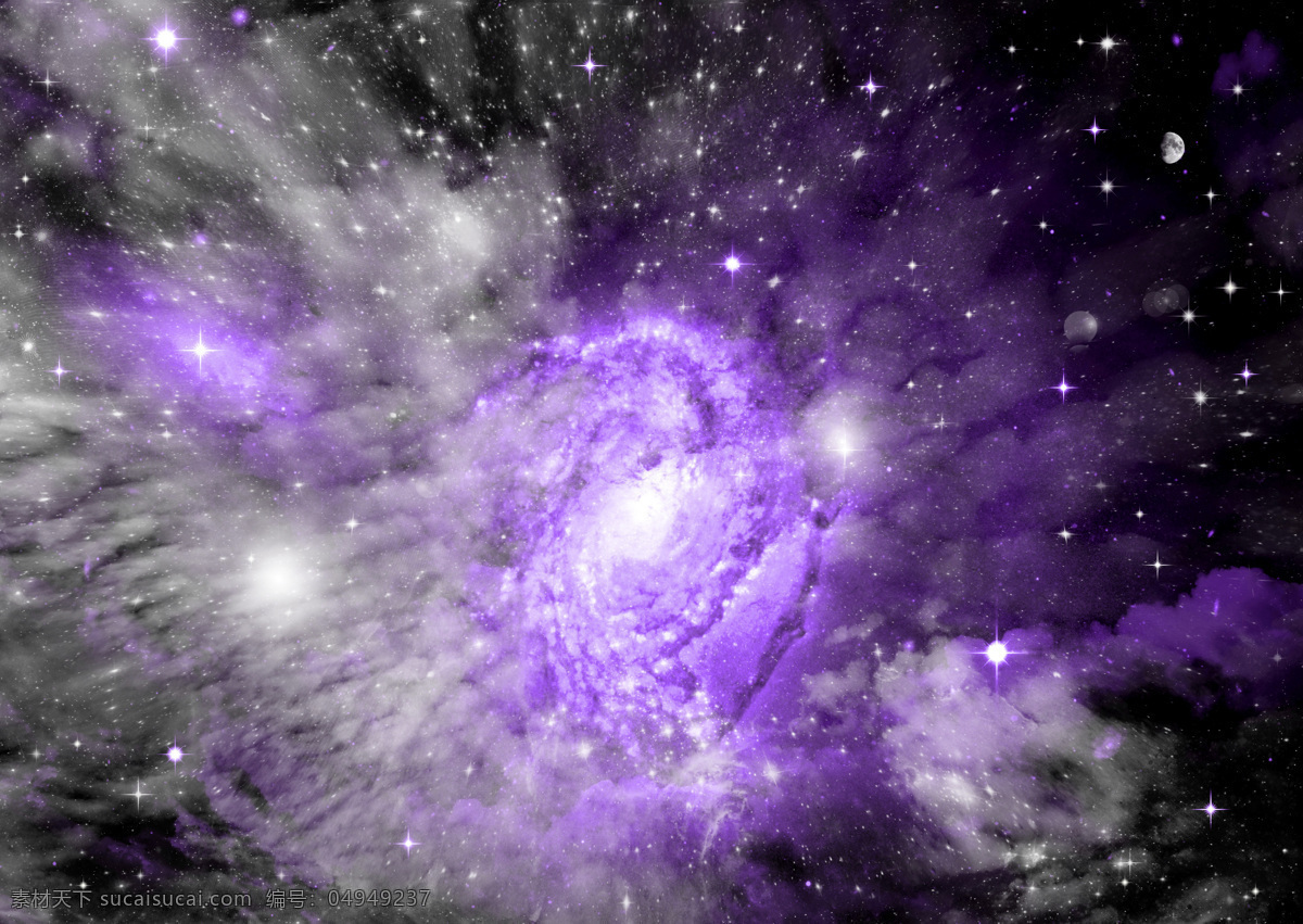 太空 系 梦幻 美景 图 梦 般 白色星云 紫色极光 发光的星体 宇宙太空 环境家居