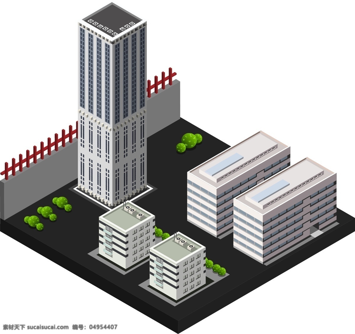 d 立体 风格 商务区 概念建设 建筑 方块建造 建筑建造 造型 高楼 城市