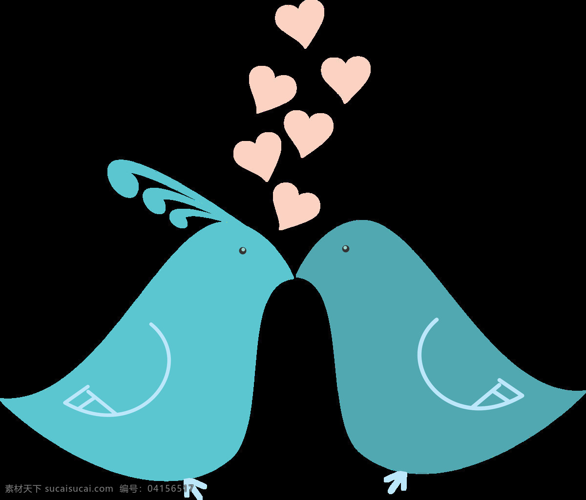 卡通 蓝色 爱情 小鸟 元素 png元素 免抠元素 情人 透明素材