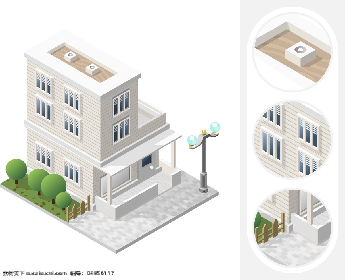 两层小楼建筑 房子 洋房 小楼 别墅 建筑 花园 路灯