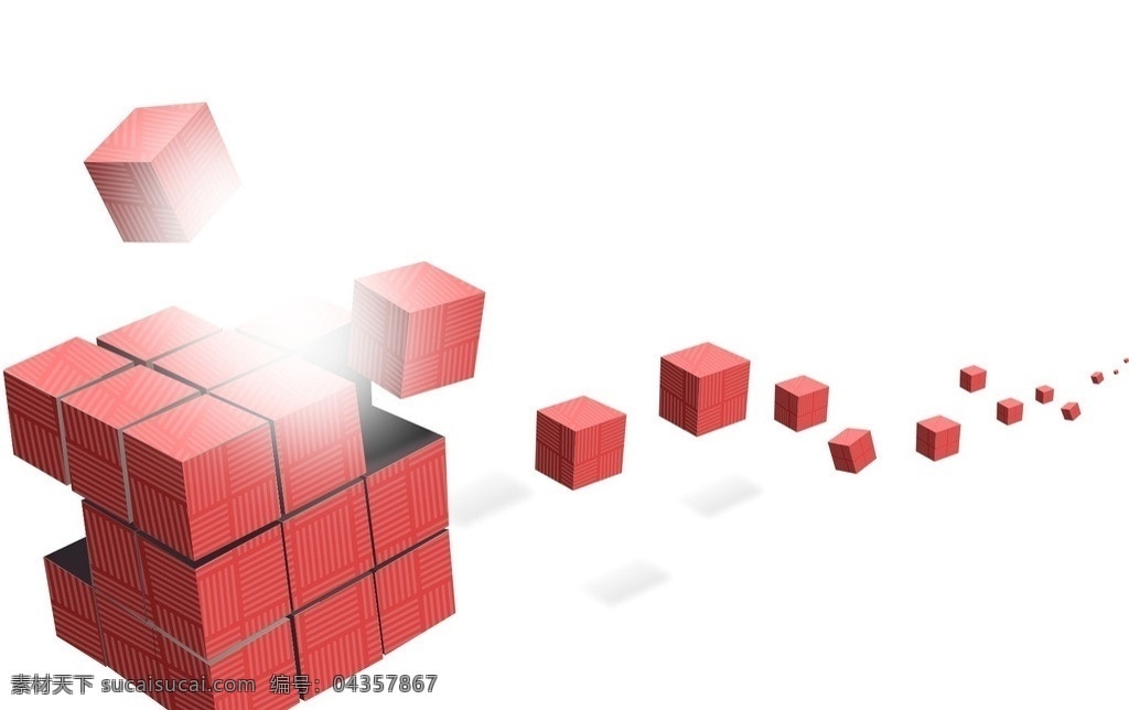 魔方 方块 立体 立体方块 视觉 视觉效果 飘流 红色 线条 方块立体 矢量