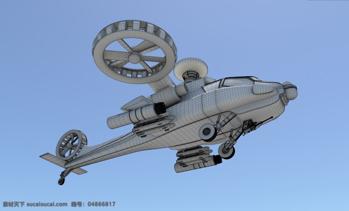直升飞机 3d设计 3d作品 创意设计 线框图 科幻 军用 武 装机 军用设备 武装直升机 psd源文件