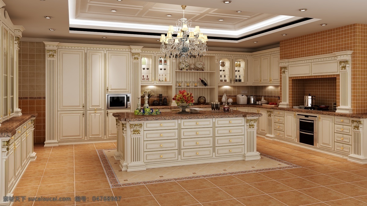 白色 实木 橱柜 欧式 实木橱柜 欧式橱柜 厨房 家居 3d作品 3d设计