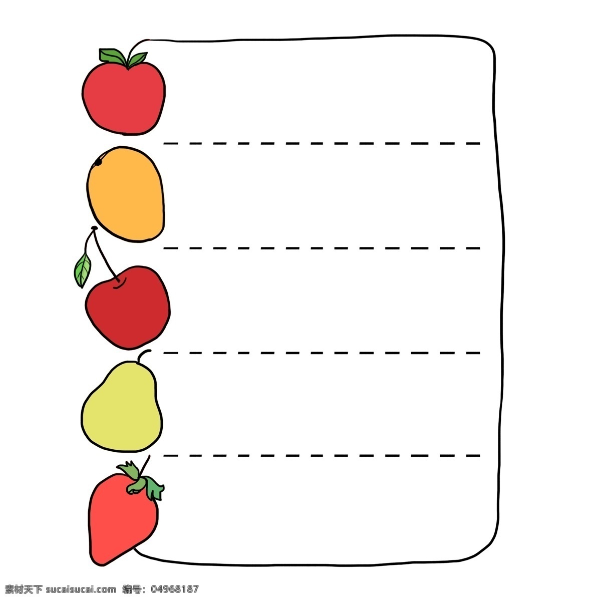 卡通 水果 边框 红色 图案 虚线 樱桃 苹果 芒果 梨子 草莓 卡通水果边框 红色图案边框 虚线边框