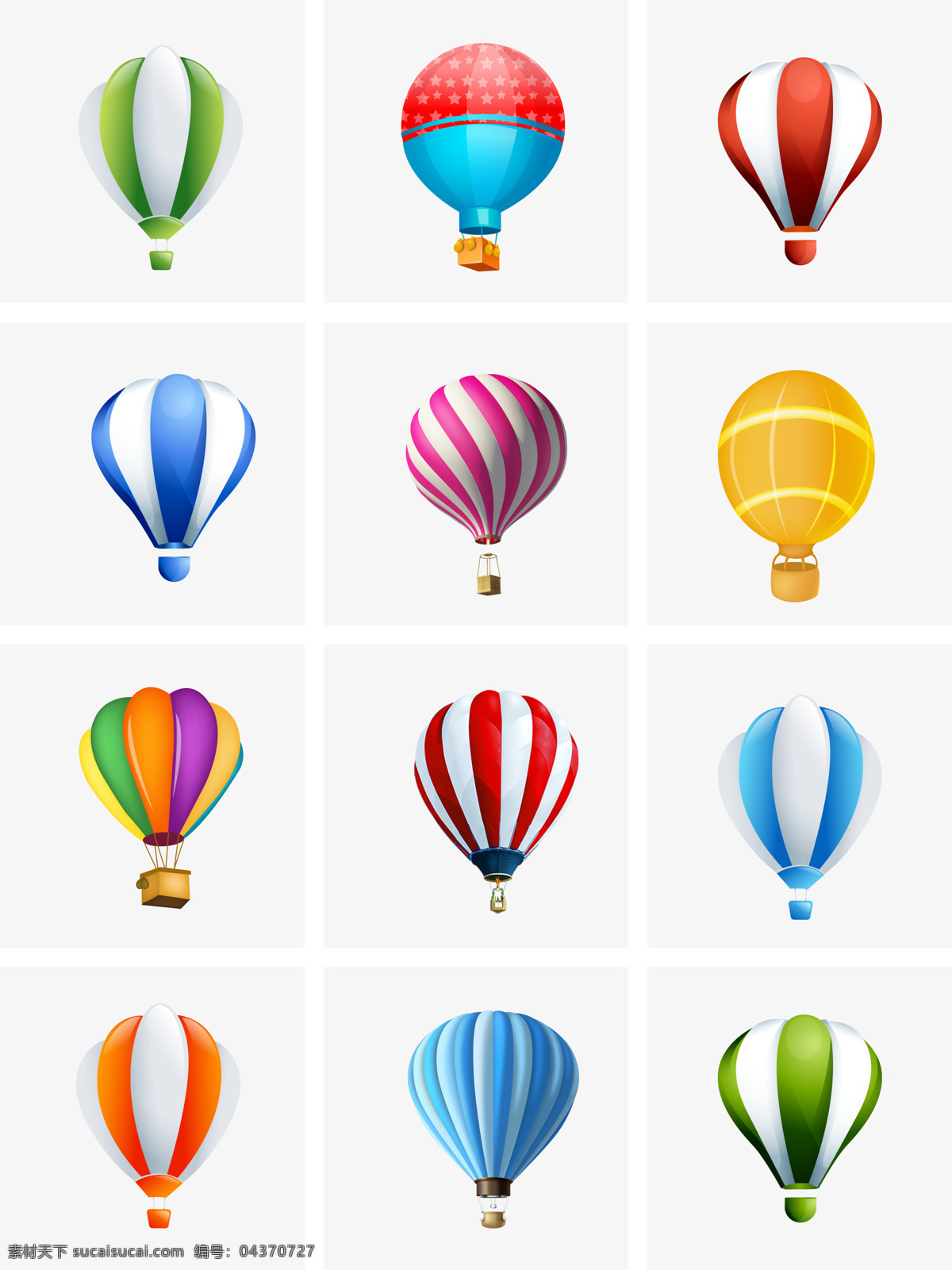 不同色彩 色彩艳丽 各种热气球 免扣素材