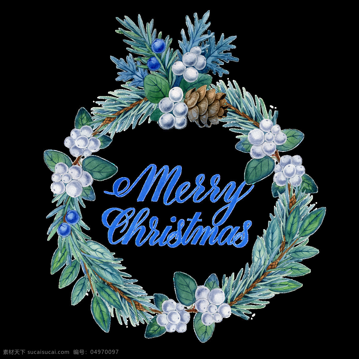 手绘 圣诞节 装饰 挂件 透明 蓝色 绿色 免扣素材 平安夜 圣诞树 松子 透明素材 叶子 装饰图案