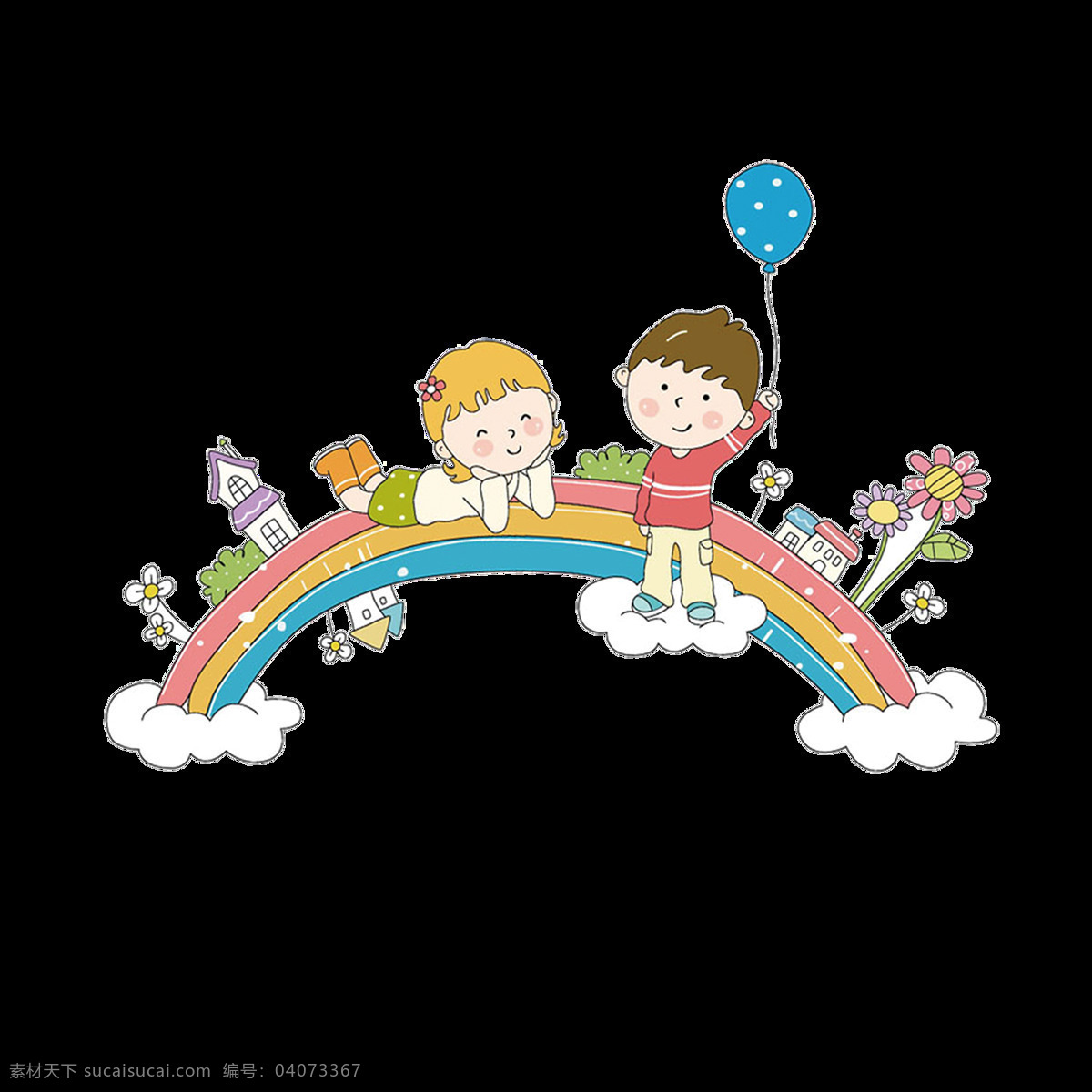 卡通 彩虹 童趣 元素 气球