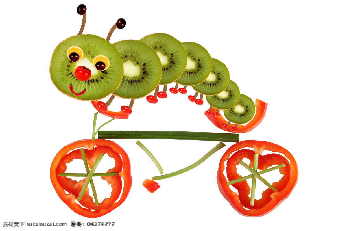 水果 拼 成 自行车 猕猴桃 西红柿 番茄 新鲜蔬菜 果实 水果蔬菜 餐饮美食 蔬菜图片