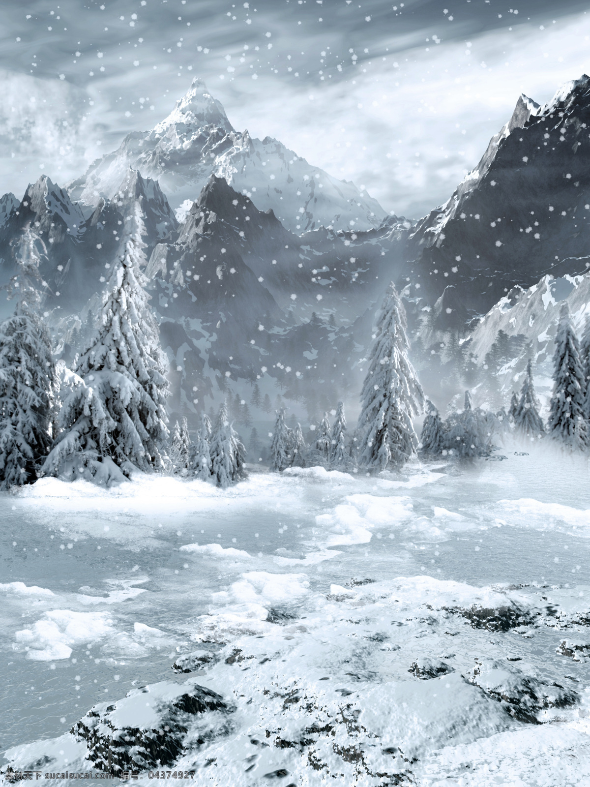 冬季雪景 cg画面 游戏场景 冬季 雪景 高清图 森林 冬季美景 雪 自然风景 自然风光 动漫动画 风景漫画