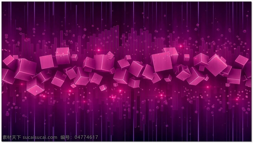失重 小 立方体 视频 弹跳 紫色 密集 视频素材 动态视频素材
