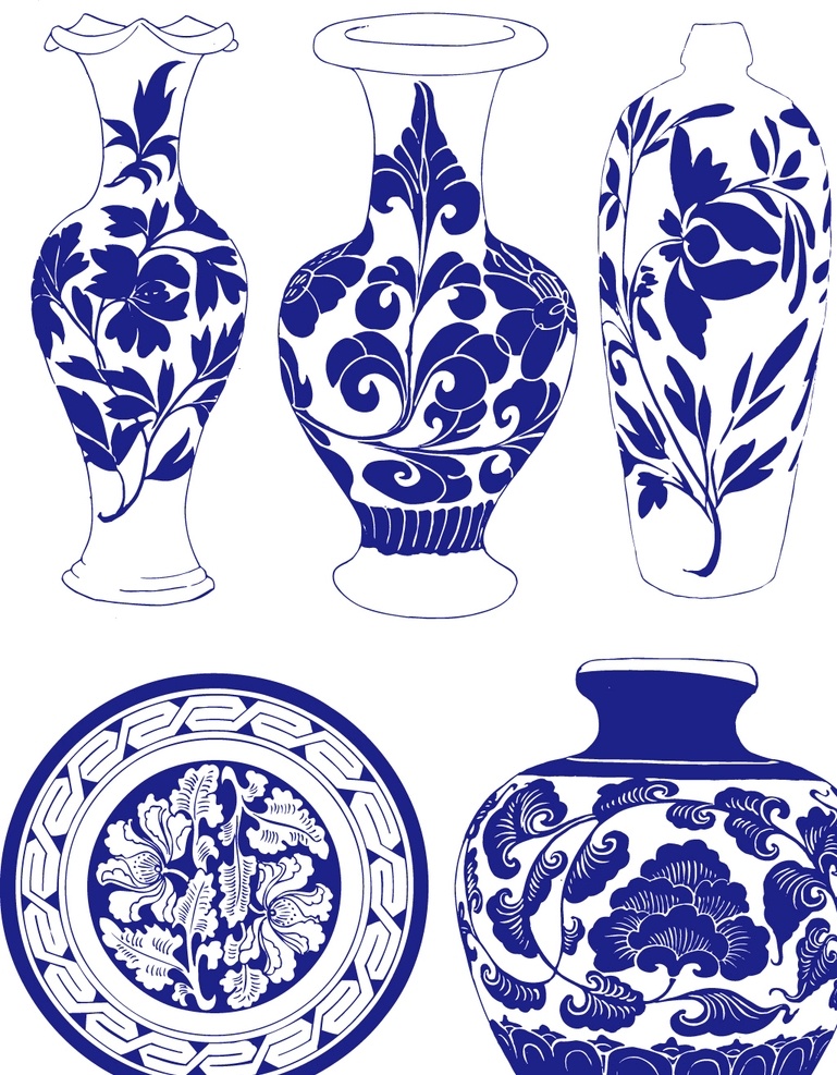瓷器 花瓶图案 装饰图案 瓷瓶图案