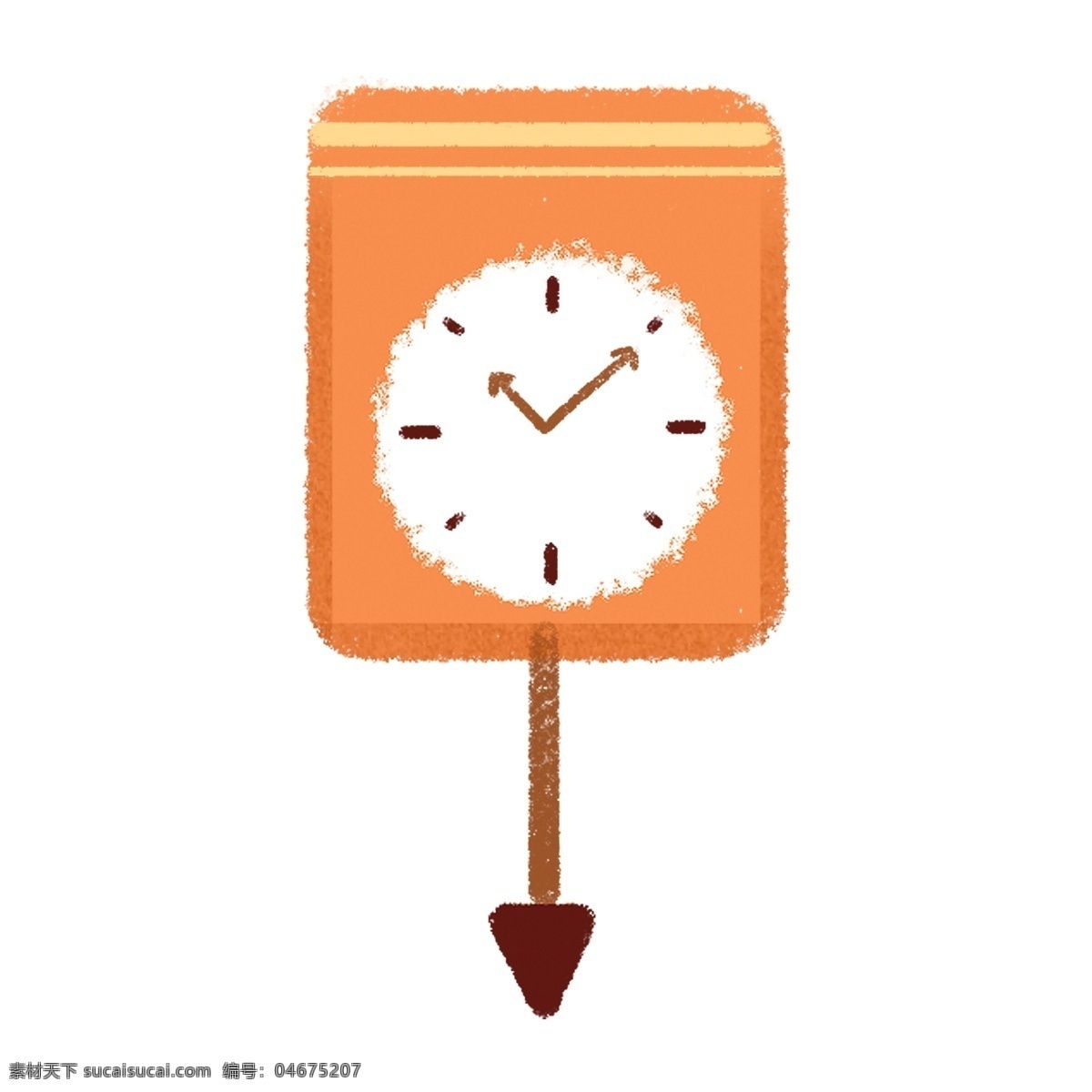 手绘 卡通 时钟 卡通手绘 卡通时钟 居家装饰 手绘时钟 橘色的钟 分钟 挂钟 指针 时间 钟表 钟