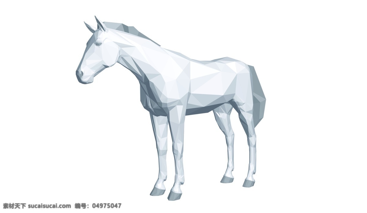 立体 菱形 白马 装饰 动物 卡通